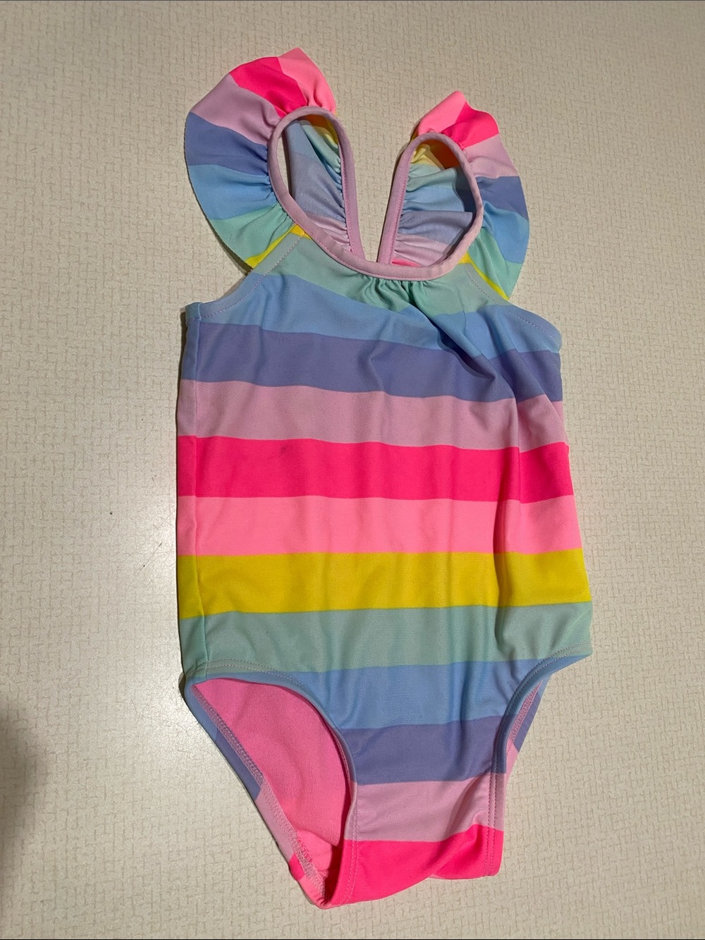 GAP Kids Rainbow Stripe One-Piece Swimsuit - Pink, Yellow, Blue